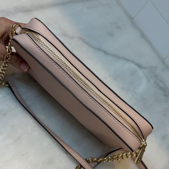 Michael Kors Bag Crossbody Purse Handbag Leather Cynthia Pink Chain Satchel Bag - Picture 11 of 16